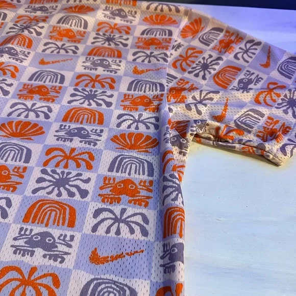 Nike Men's Orange and Gray Patterned Shirt - Picture 10 of 12